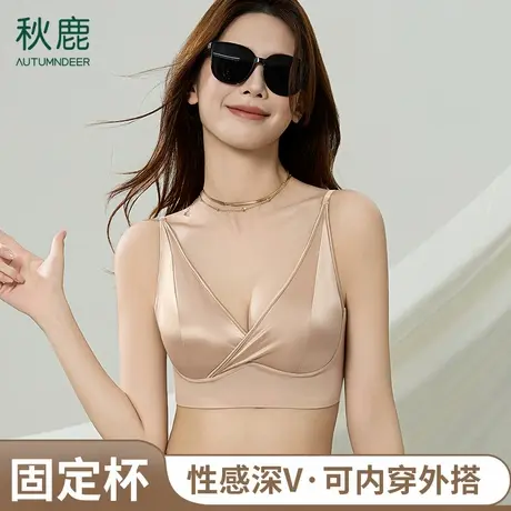 秋鹿小胸聚拢无痕内衣女无钢圈收副乳防下垂夏季性感文胸罩透气商品大图
