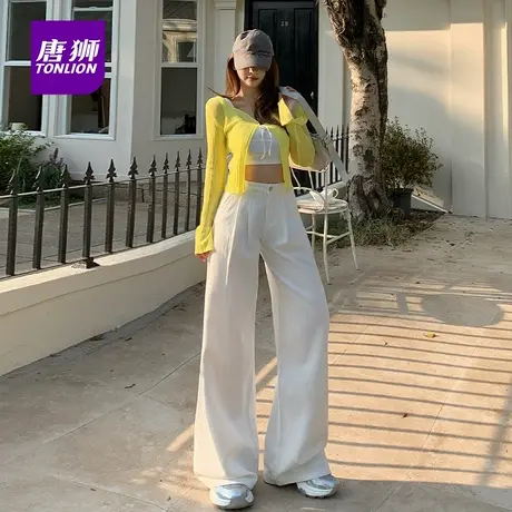 唐狮简约垂感慵懒风小众牛仔裤女2025秋季新款个性宽松拖地裤AX商品大图