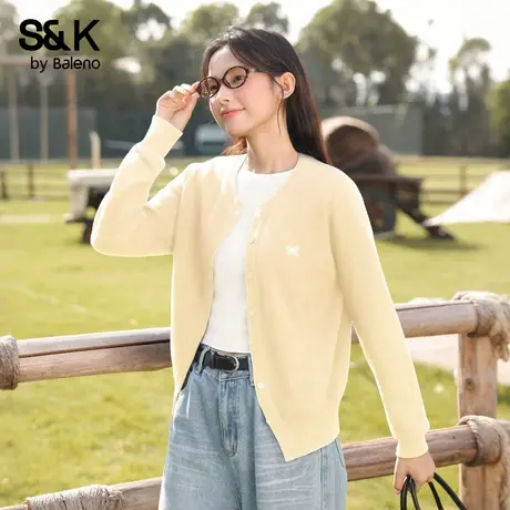 班尼路S&K系列圆领针织开衫外套女2025新款秋季软糯亲肤百搭毛衣Q图片