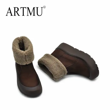 Artmu阿木加绒加厚雪地靴女款2024新款冬季保暖厚底棉靴两穿真皮商品大图