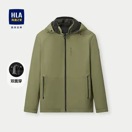 HLA/海澜之家休闲夹克2025秋冬新款双面穿可脱卸帽稍厚外套男商品大图