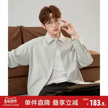 唐狮2026春季新款长袖衬衫男休闲简约通勤穿搭时尚内搭衬衫外套图片