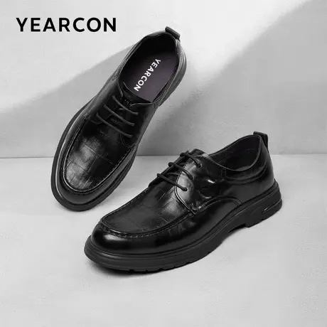 意尔康皮鞋2026春新款头层牛皮商务通勤休闲鞋时尚舒适系带爸爸鞋图片