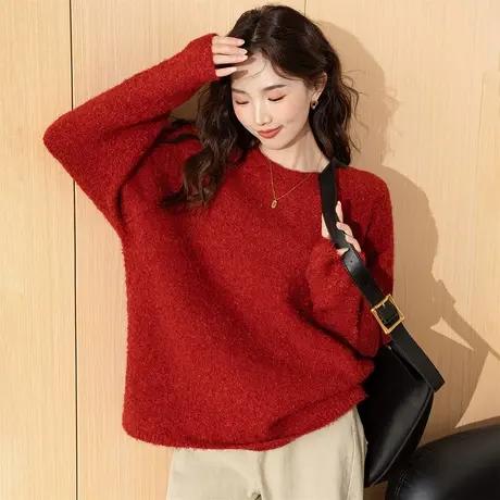 唐狮秋冬季毛衣女秋冬季毛衣女新式纱线软糯圆领套头TU图片