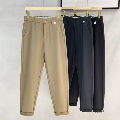 秋冬季新款通勤直筒男士休闲裤长裤宽松男装小西裤九分裤男裤子商品大图