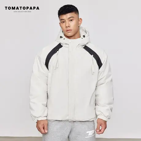 TOMATOPAPA冬季棉服简约防风连帽外套类防泼水拉链开衫户外防风衣图片