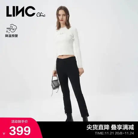 LINCCHIC金羽杰羽绒裤女高腰显瘦高弹修身小微喇羽绒裤Y22807378商品大图