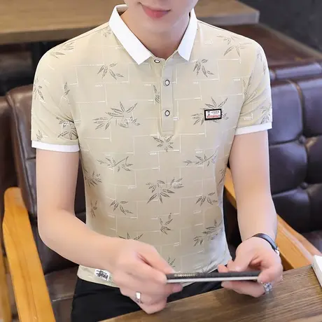 夏季新款翻领Polo衫男士短袖T恤纯棉青年半袖打底衫潮流韩版修身商品大图