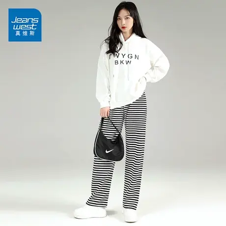 真维斯裤子女ins风入秋穿搭运动裤学生韩版宽松休闲裤2022新款潮商品大图