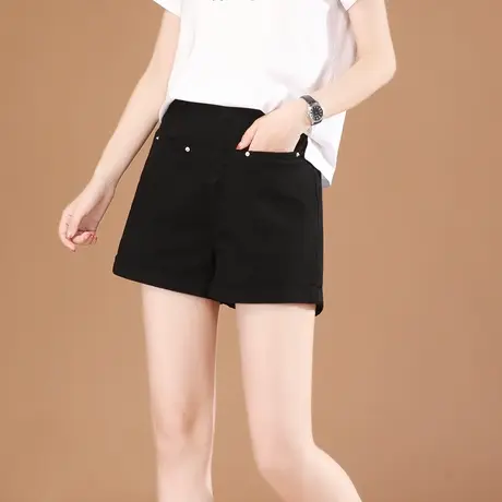 韩潮袭人松紧腰宽松休闲短裤热裤女2024夏新款百搭阔腿裤喇叭裤薄商品大图