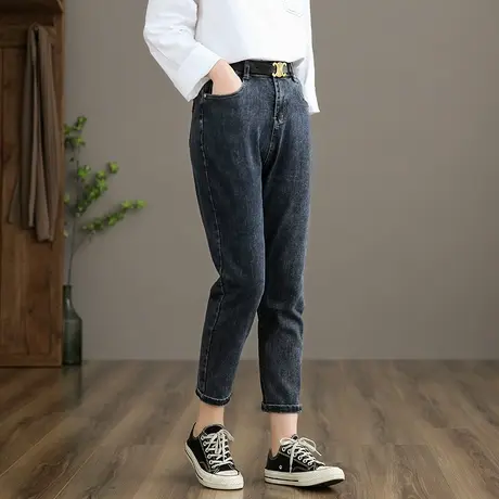 dza 文艺复古高腰显瘦牛仔裤子女士宽松直筒裤新款秋季百搭休闲裤图片