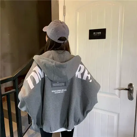 情侣外套女ins超火2025新款春秋韩版学生宽松原宿风bf拉链卫衣潮图片