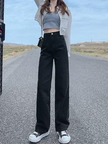 清仓捡漏牛仔裤女春秋2023年新款宽松韩版显瘦拖地阔腿直筒裤ins图片