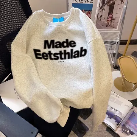 韩系圆领卫衣女大码胖mm宽松遮屁股上衣潮ins秋冬加绒慵懒风外套图片