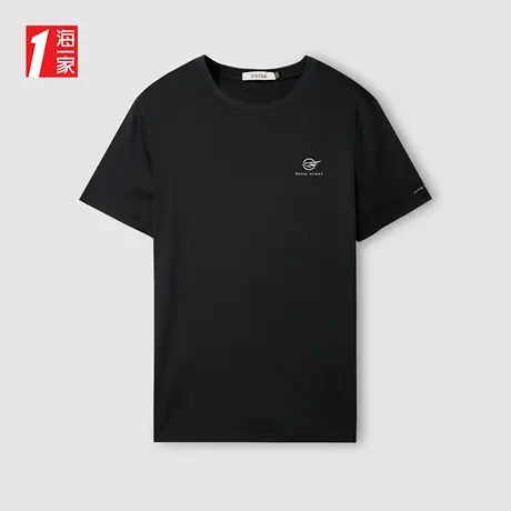 海一家休闲舒适短T夏季简约印花亲肤透气圆领短袖T恤男图片