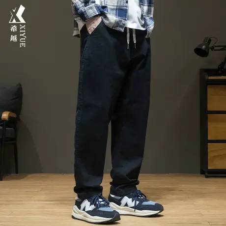 黑色直筒裤子男春秋新款工装裤男士秋季宽松大码简约百搭休闲长裤商品大图