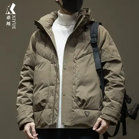 鸭绒工装羽绒服男2023冬季新款宽松大码加肥加大男士短款外套图片