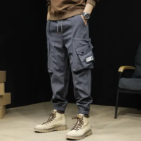 工装裤男2023新款潮牌休闲束脚男裤宽松秋款美式加厚速干裤子秋季图片