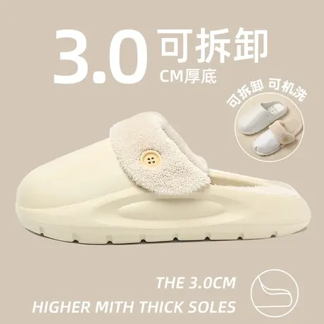 2024新款可拆卸防水包头棉拖鞋女秋冬季室内家居防滑厚底保暖外穿商品大图