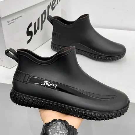 雨鞋男夏季防滑耐磨男士外卖水鞋钓鱼软底纯黑厨师鞋春秋2024新款图片