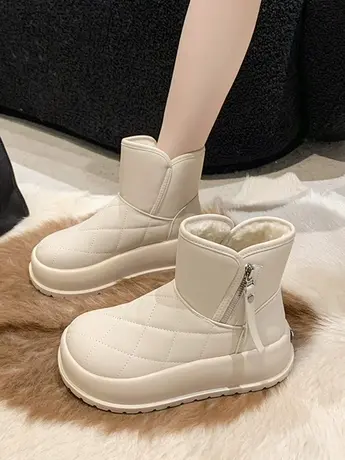 厚底皮毛一体雪地靴棉鞋女冬加绒2023新爆款增高休闲加厚保暖鞋子图片