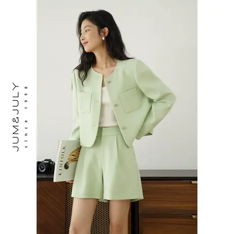 嘉茱莉2024春季新款小香风外套女短款小香风套装小个子上衣外套商品大图