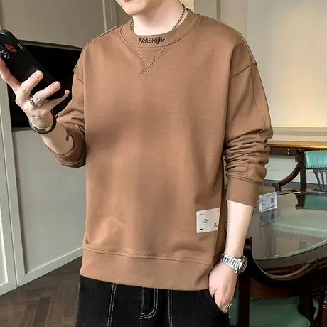 2023秋季新款男士圆领卫衣潮流休闲百搭宽松长袖T恤打底衫上衣服图片