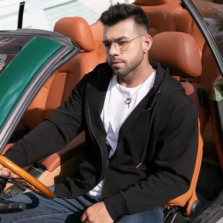 胖哥哥大码男装拉链卫衣男宽松黑色胖子上衣加肥加大秋季开衫外套图片