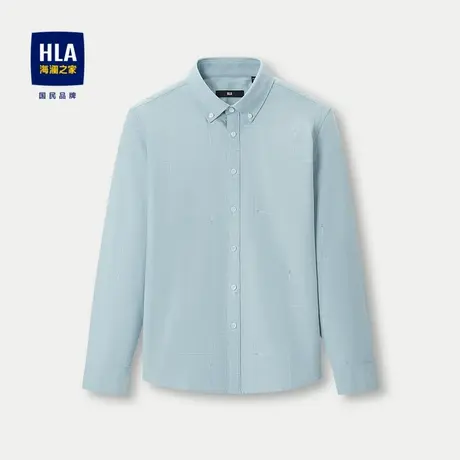 HLA/海澜之家纯棉长袖休闲衬衫2023秋季新款时尚透气牛津纺衬衣男商品大图