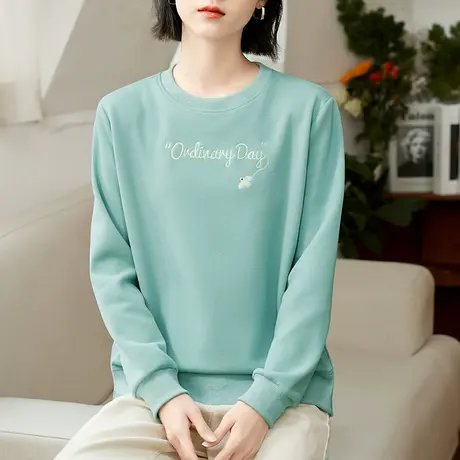 圆领正肩卫衣女春秋2023年新款洋气减龄中年妈妈宽松上衣薄款长袖商品大图