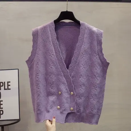 v领针织开衫马甲背心女2023秋装新款宽松外穿马夹外搭毛衣坎肩潮商品大图