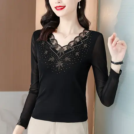 加绒打底衫女内搭长袖春秋冬2023新款洋气t恤加厚百搭设计感小众商品大图