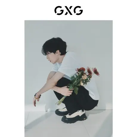 GXG男装  零压T花卉系列白色凉感短袖T恤时尚 2023年夏季新品图片