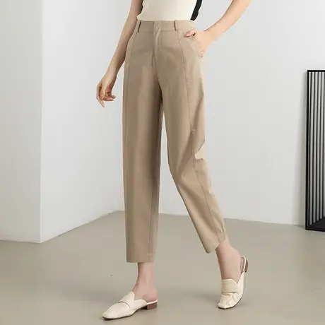 冰丝哈伦裤女小个子天丝女裤夏季薄款2023新款休闲九分卡其色裤子商品大图