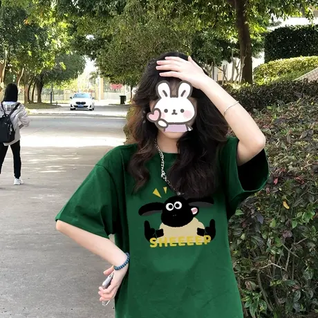 重磅纯棉短袖t恤女oversize夏季宽松美式复古小众设计感上衣半袖商品大图