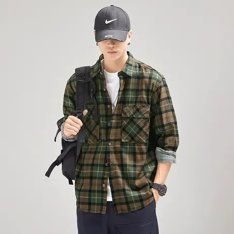 Modi Nick/摩帝尼克复古格子男士潮流衬衫工装长袖宽松休闲外套商品大图