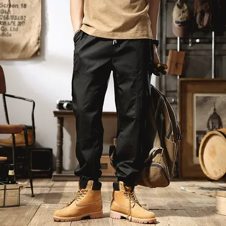 工装裤男夏季薄款宽松束脚哈伦2022春夏款潮牌男士休闲长裤子潮流商品大图