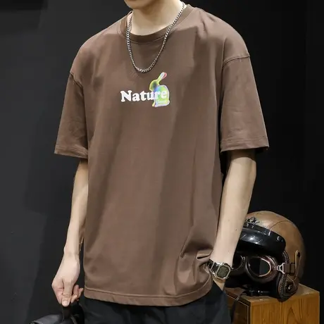 重磅230g短袖t恤男士夏季宽松大码男装潮牌印花体恤男款2023新款商品大图