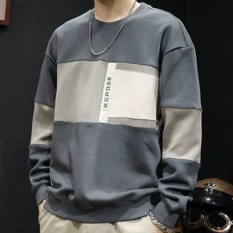 拼色卫衣男秋冬款潮牌男款大码2023新款男士加厚上衣长袖秋季百搭商品大图