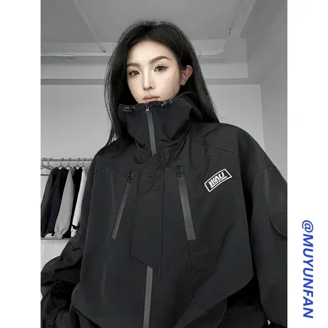 黑武士桑延同款冲锋衣外套男薄款山系机能工装夹克潮牌连帽登山服商品大图