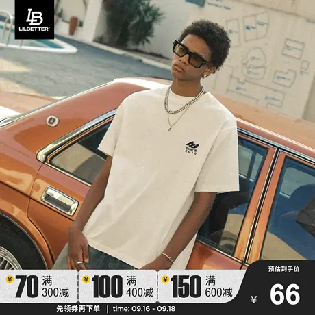 Lilbetter短袖男款T恤宽松落肩体恤简约帅气半袖透气时尚五分袖LB商品大图