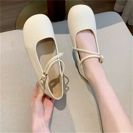 永希鞋子夏款女2023年新款浅口平底奶奶鞋轻便百搭舒适圆头豆豆鞋商品大图