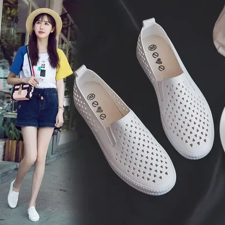 2023春秋季新款镂空网面小白鞋女鞋韩版低帮板鞋懒人一脚蹬套脚鞋商品大图