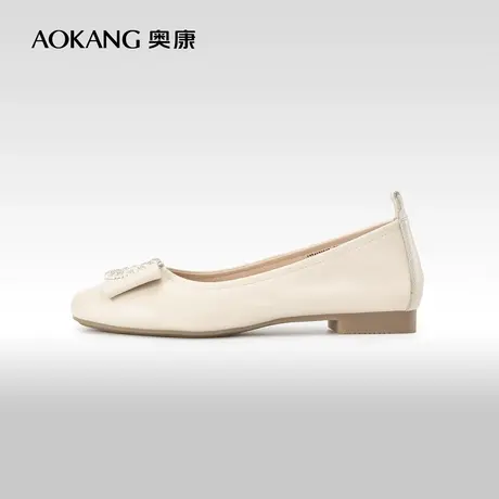 奥康女鞋 2023春秋季舒适真皮柔软平底包头单鞋日常百搭优雅潮商品大图