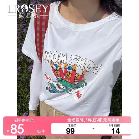大码女装美式街头风印花T恤胖mm2024春新款宽松时尚短袖上衣ins潮图片