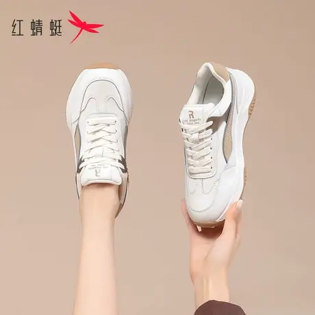 红蜻蜓阿甘鞋秋季女鞋厚底老爹鞋女款2023新款休闲运动鞋小白鞋女商品大图