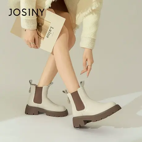 Josiny/卓诗尼马丁靴女2023秋季新款短靴百搭酷飒英伦切尔西靴女商品大图