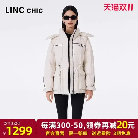 LINCCHIC金羽杰羽绒服女2023秋冬新品都市时髦落肩收腰短款派克服商品大图
