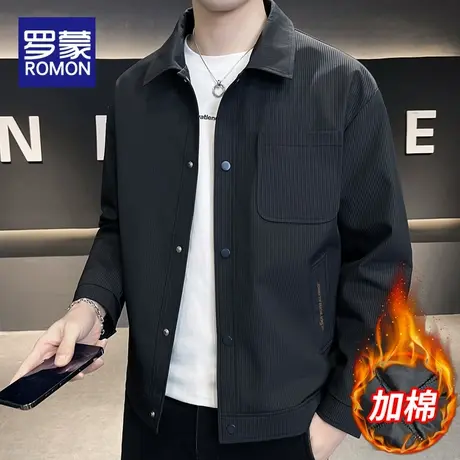 罗蒙加棉外套男秋冬款男士休闲潮牌夹克男款2023新款冬季工装上衣商品大图