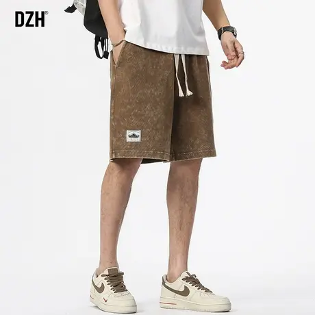 男士咖啡色短裤男纯棉美式潮牌夏季牛仔五分裤休闲宽松裤子半截裤商品大图